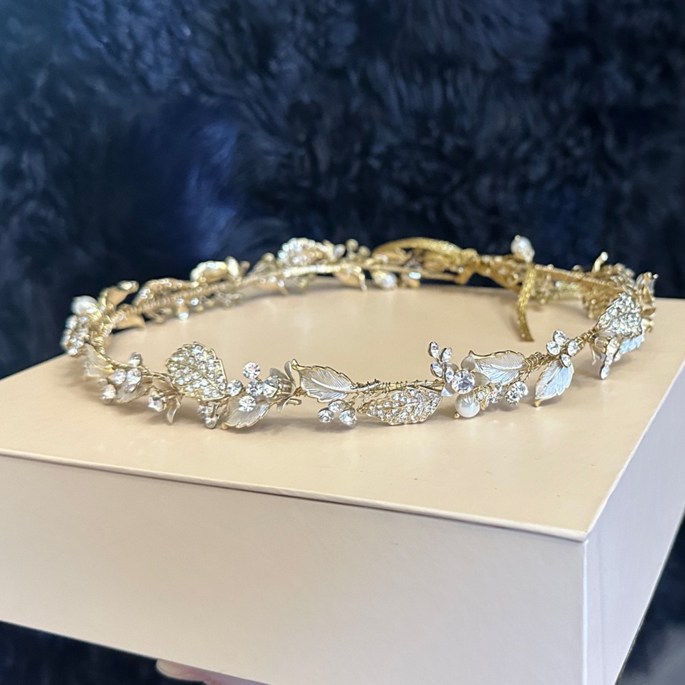 Gold and Silver Crystal Leaf Headpiece Twigs & Honey